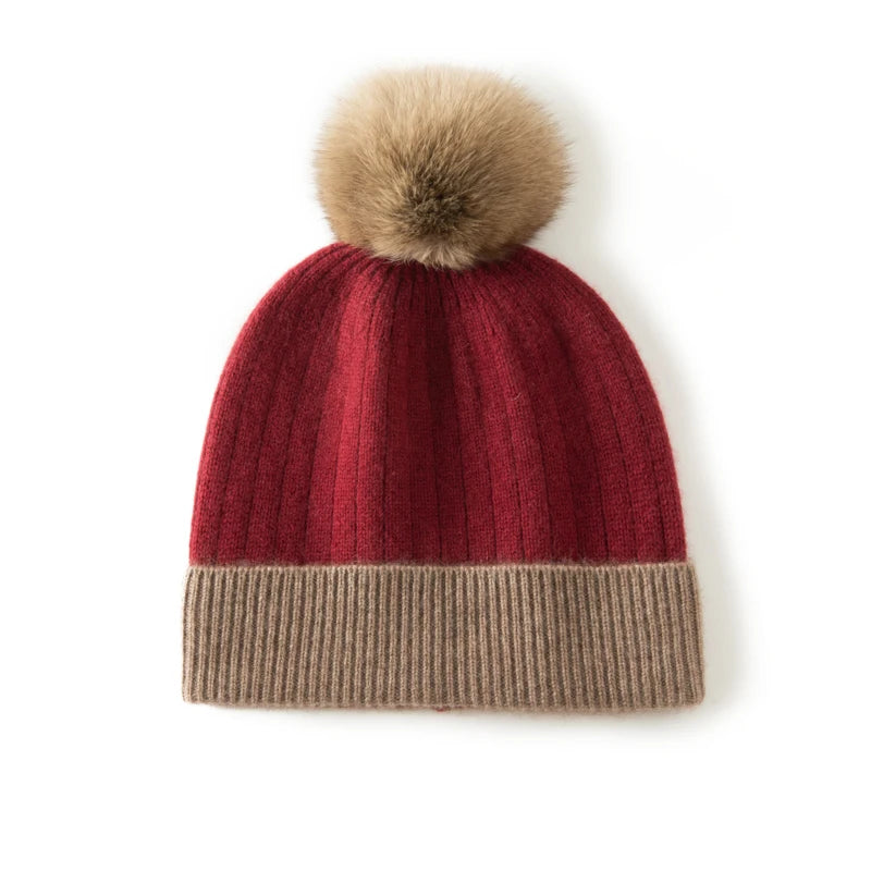 Winter Wonderland Pom Cashmere Womens Beanies Hat | Hypoallergenic - Allergy Friendly - Naturally Free