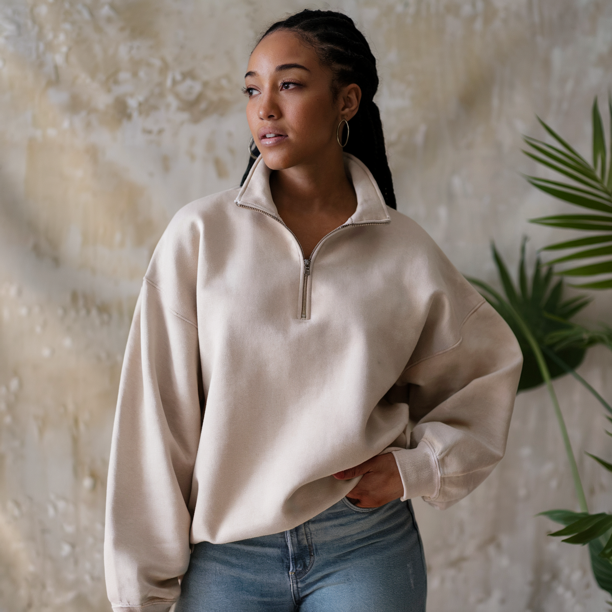 Celestial Mist BlueOrganic Cotton Sweatshirt with Zipper