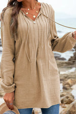 Forest Mist Textured Loose Top Linen Womens Top