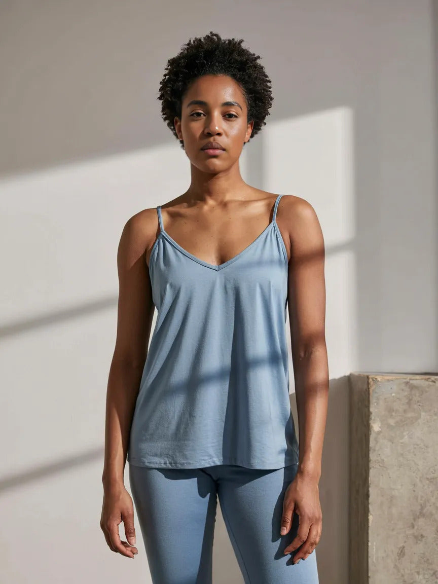 Spiced Pear V-Neck Basic Camisole Viscose Womens Lounge Tank Top