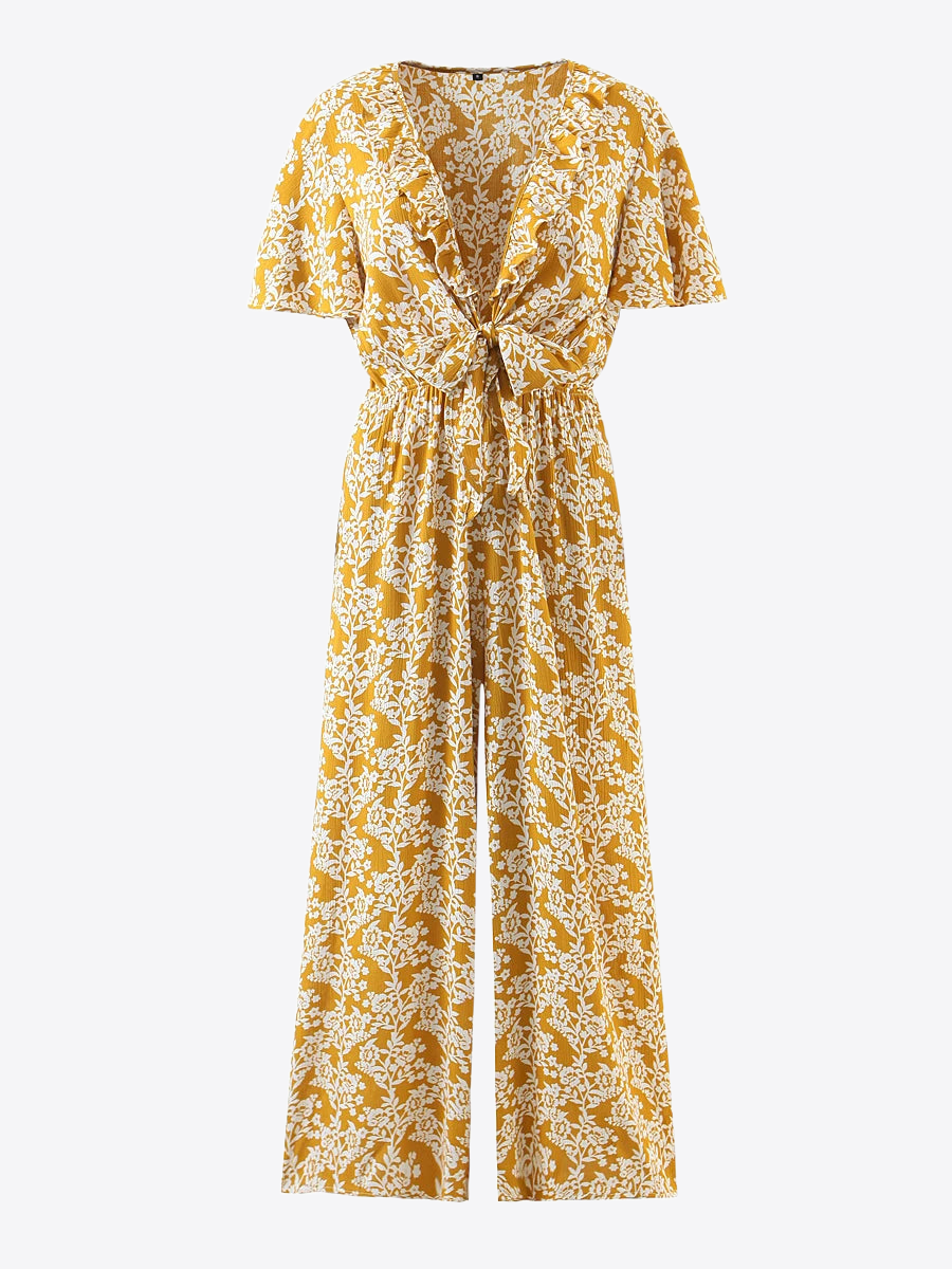 Pineapple Floral Cotton Viscose Womens Jumpsuit