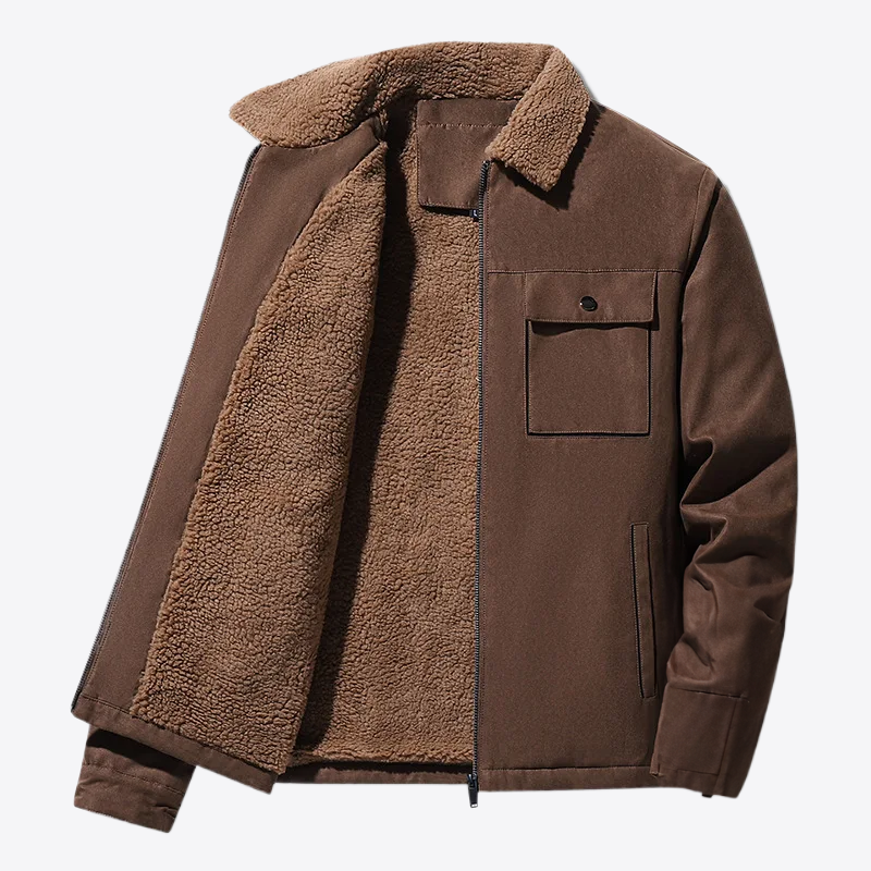 Toasted Coffee Fleece Cotton Mens Jacket