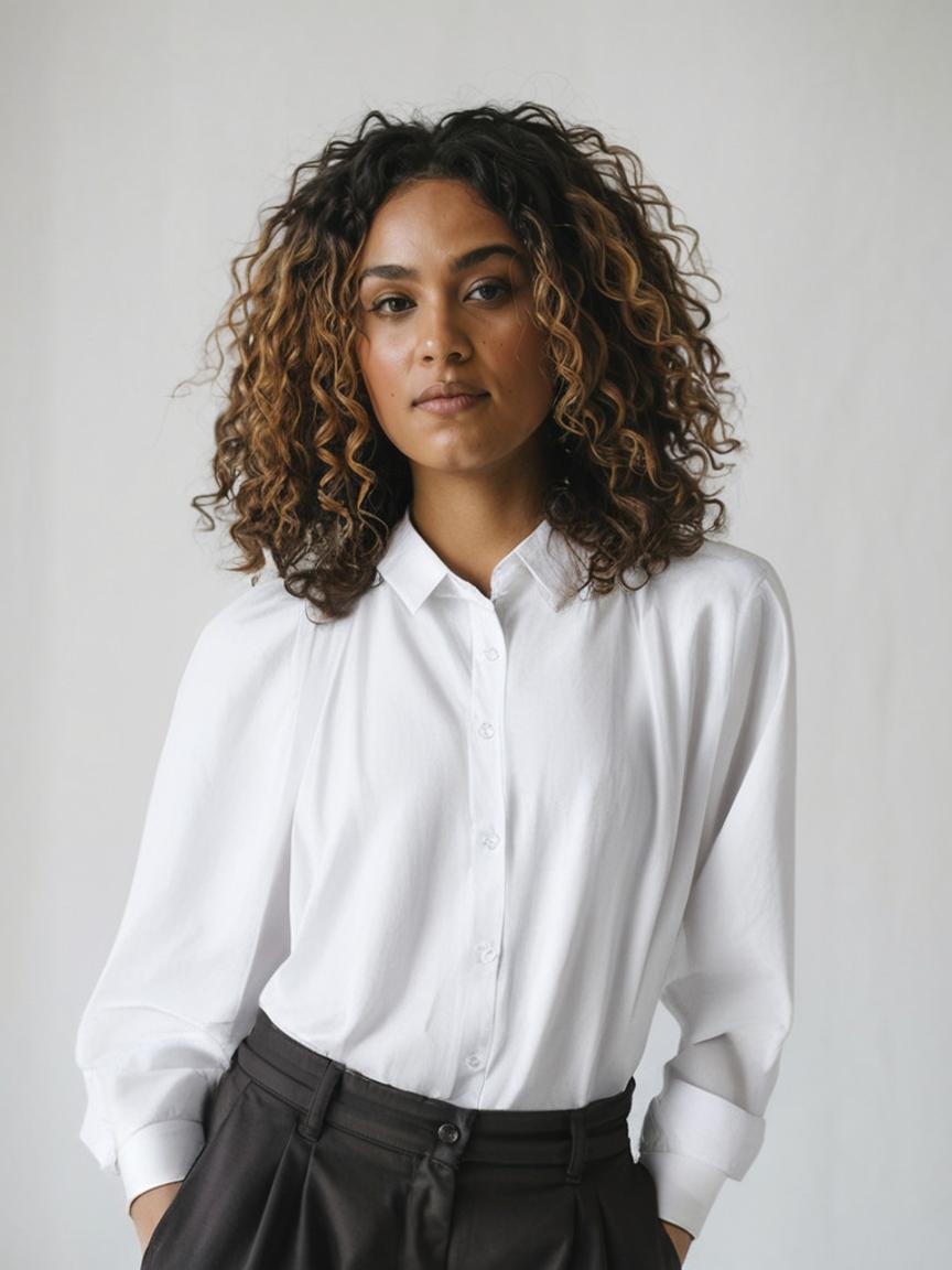 Ivory Sands Oversized Button Down Cotton Womens Blouse