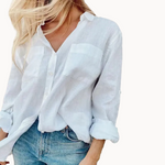 Azure Forest Calm Dawn Linen Womens Top