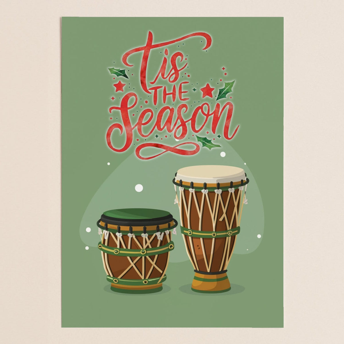 Tis The Season Drums African Christmas Greeting Card
