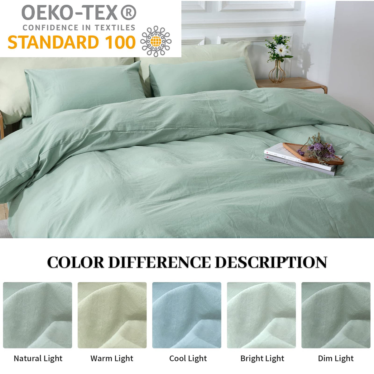 Pure Serenity Solid Organic Cotton Duvet Cover & Pillowcase Set