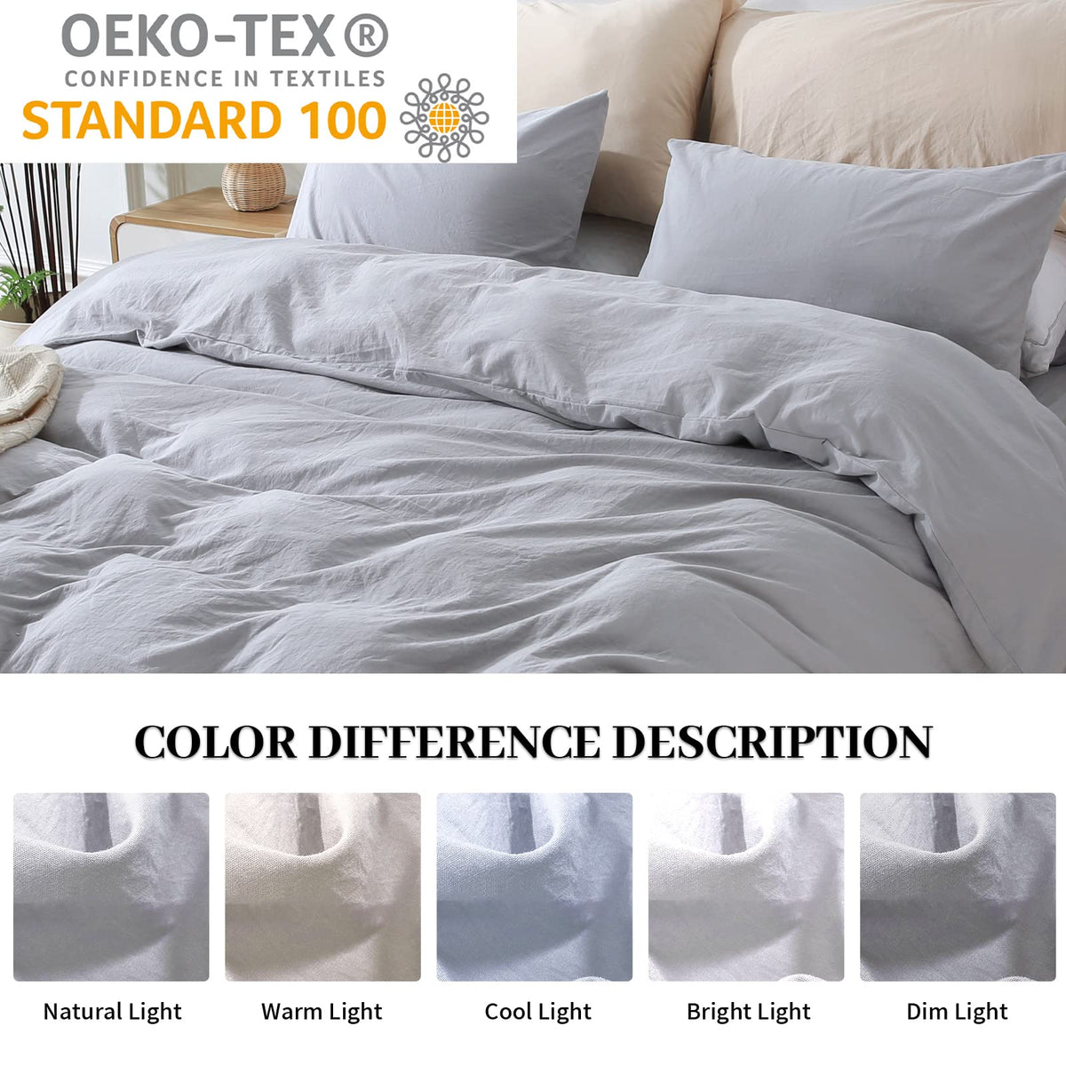 Pure Serenity Solid Organic Cotton Duvet Cover & Pillowcase Set