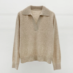 Oat Latte Collar 100% Wool Womens Sweater