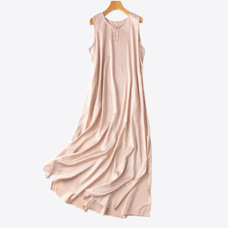 Crimson Dahlia Sleeve Less Casual Silk Womens Dress