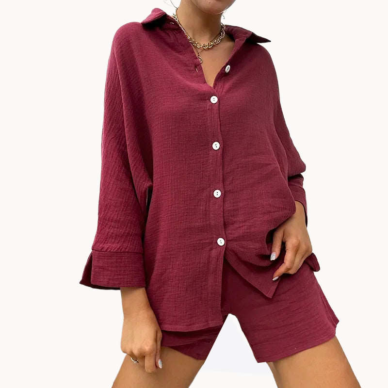Blueberry Mist Pajamas Cotton Womens Lounge Set