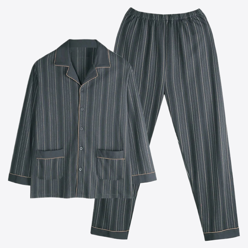 Azure Mist Stripes Mens Pajamas