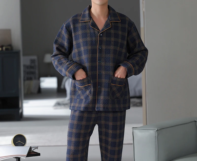 Regal River Plaid Long Sleeve Cotton Mens Pajama Set