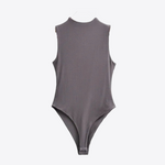 Neutral Hue Round Neck Slim Fit Sleeveless Cotton Womens Romper