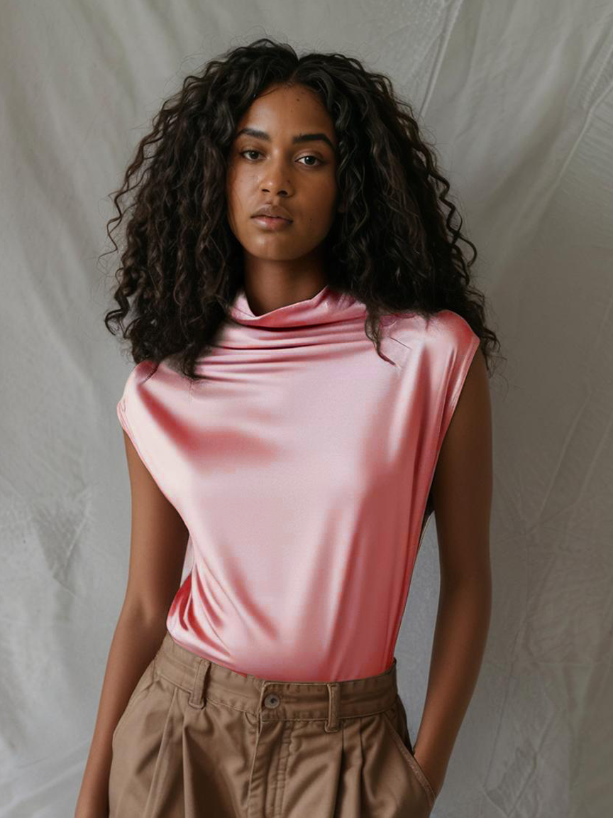 Pink Azalea High Stretch Pull Over Viscose Womens Blouse