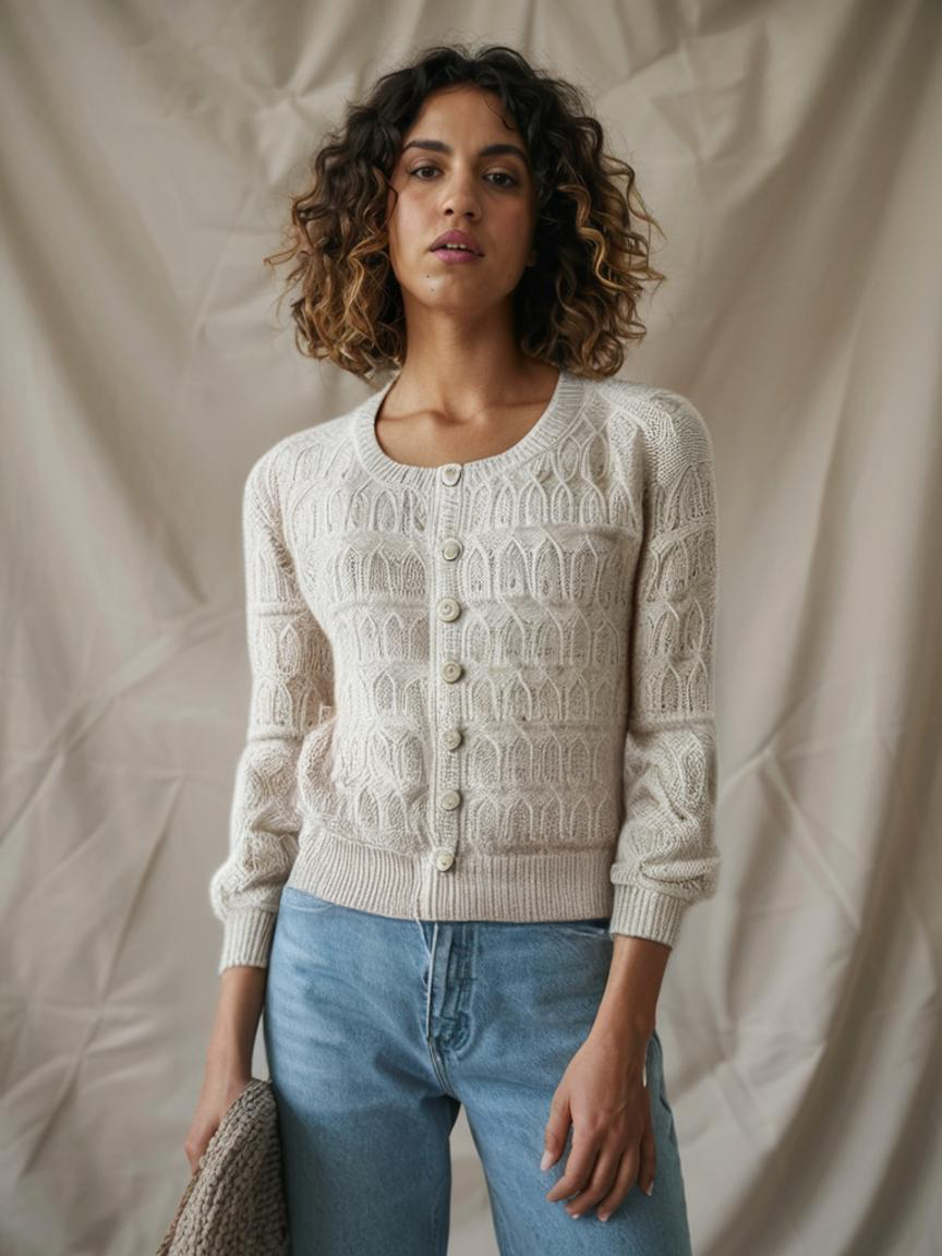 Natural Earthtones 100% Cashmere Womens Cardigan