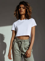 Harbor Mist Blossom Casual Cotton Womens Crop Top