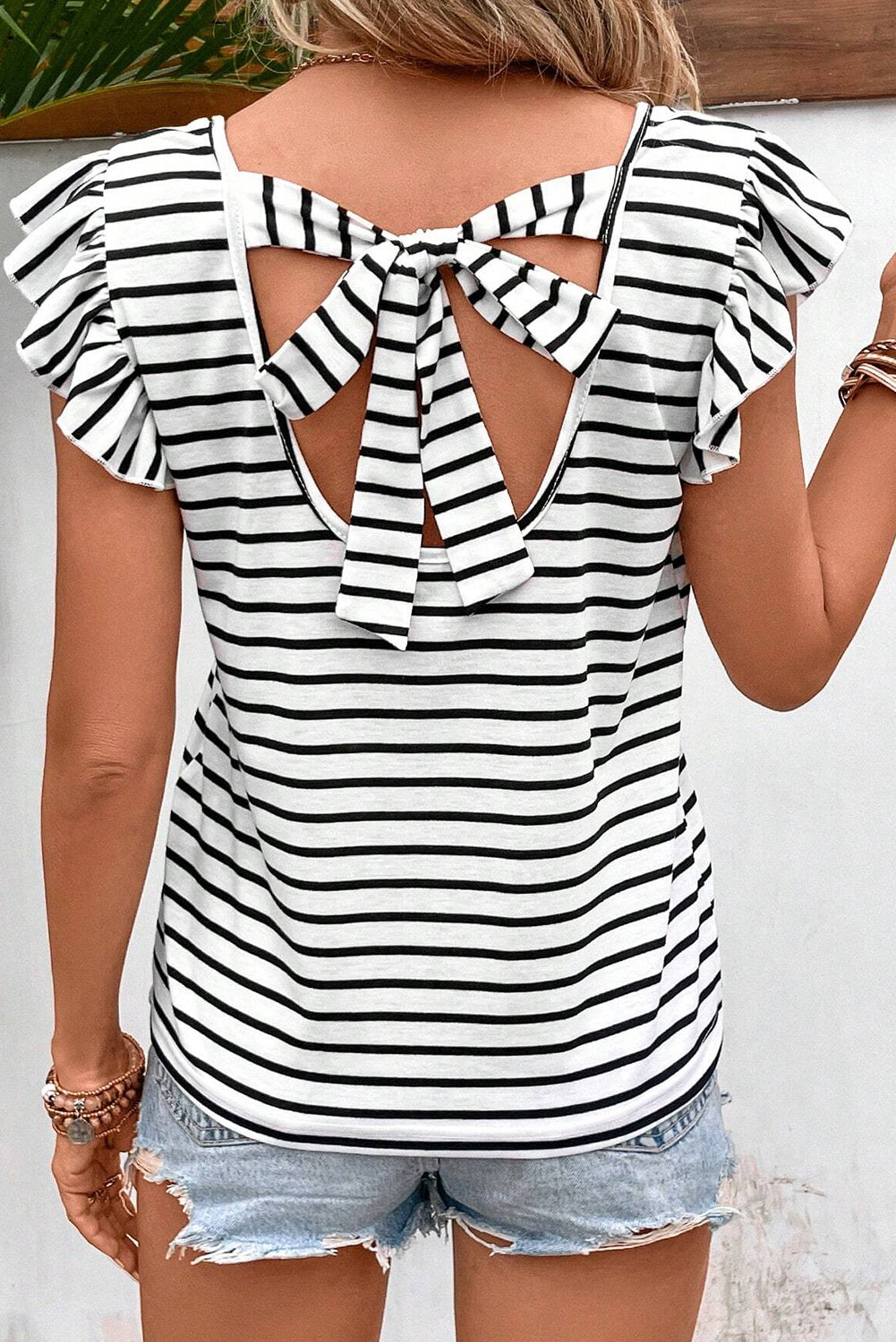 Dewdrop Sky Stripes Elegant Cotton Womens Shirt