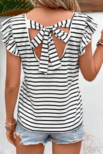 Dewdrop Sky Stripes Elegant Cotton Womens Shirt