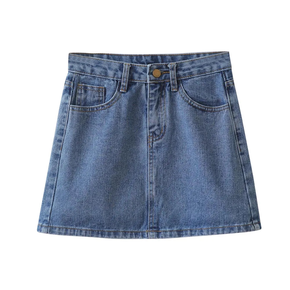 Azure Forest None Womens Denim Skirt