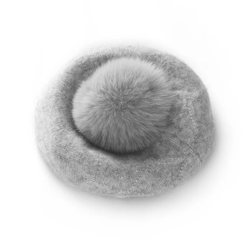 Apricot Harvest Pom Knit Cashmere Womens Beanie Hat | Hypoallergenic - Allergy Friendly - Naturally Free
