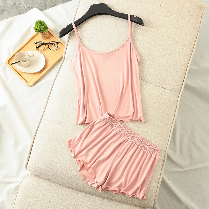 Blueberry Orchard Tank & Shorts Viscose Womens Lounge Set | Hypoallergenic - Allergy Friendly - Naturally Free