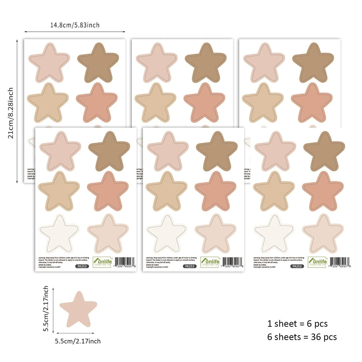 Boho Stars Wall Stickers | Hypoallergenic - Allergy Friendly - Naturally Free