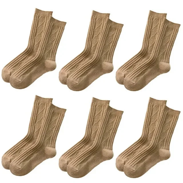 Caramel Cream 6 Pcs Cotton Wool Womens Socks | Hypoallergenic - Allergy Friendly - Naturally Free