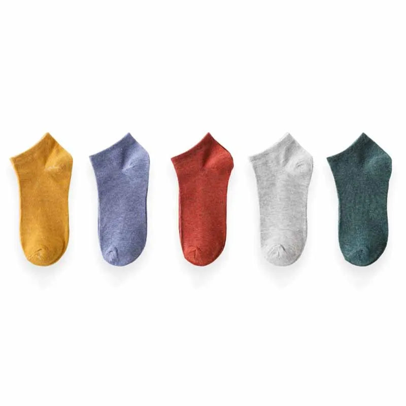 Carmine Red 5 Pcs Ankle Cotton Mens Socks | Hypoallergenic - Allergy Friendly - Naturally Free