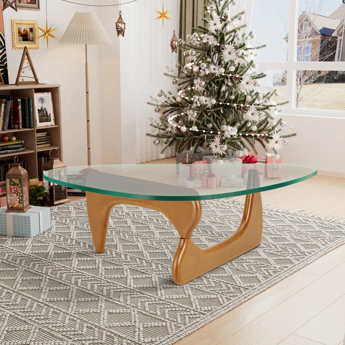 Coffee Retreat Modern Glass Wood Table | Hypoallergenic - Allergy Friendly - Naturally Free