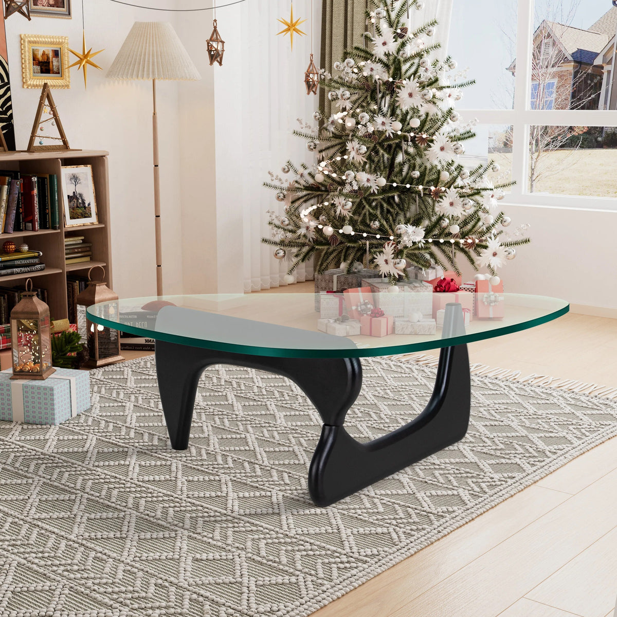 Coffee Retreat Modern Glass Wood Table | Hypoallergenic - Allergy Friendly - Naturally Free