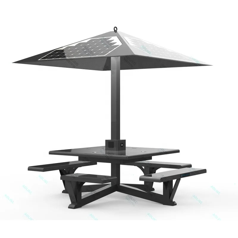 Solar Powered Phone Charging Smart Outdoor Garden Picnic Table With LED Lighting