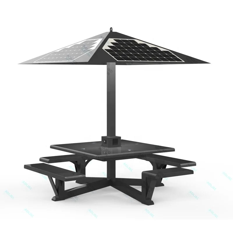 Solar Powered Phone Charging Smart Outdoor Garden Picnic Table With LED Lighting