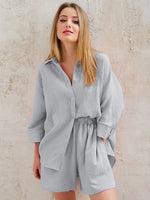 Azure Mist Pale Shorts Lounge Cotton Womens Pajamas