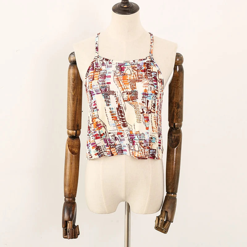 Azure Dew Dots Bohemian Summer Viscose Womens Tank Top