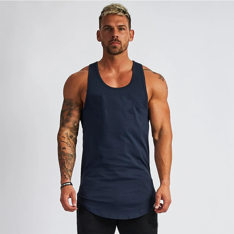 Evergreen Moss Cotton Mens Fitness Tank Top