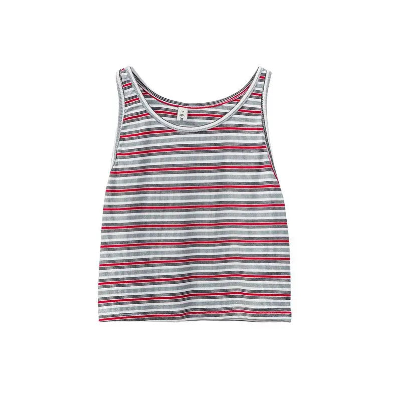 Emerald Meadow Striped Casual Cotton Womens Tank Top