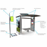 Crimson Jade Flaxen Modern Stainless Steel Solar Smart Bus Stop Shelter Unisex