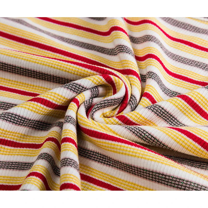 Golden Maple Stripes Casual Cotton Womens Top