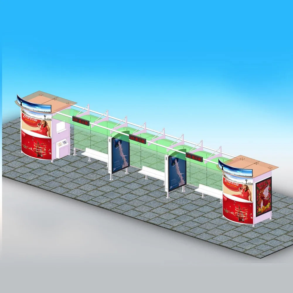 5Pcs City Street Solar Powered Bus Stop with Vending Kiosk