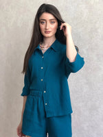 Azure Mist Pale Shorts Lounge Cotton Womens Pajamas