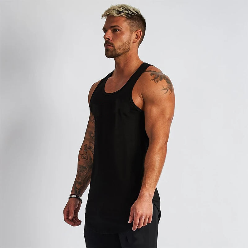 Evergreen Moss Cotton Mens Fitness Tank Top