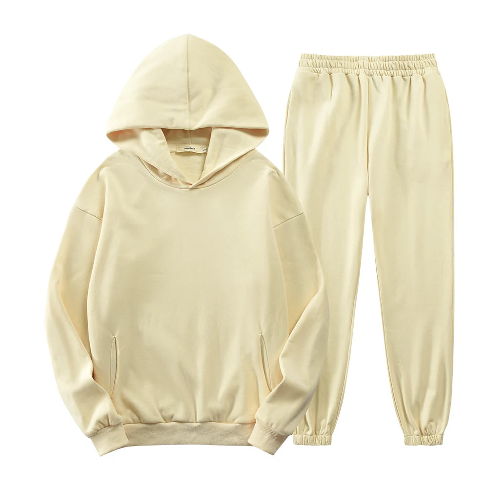 Cloudy Neptune Minimalist Organic Cotton Hoodie Set Mens Sweatsuit