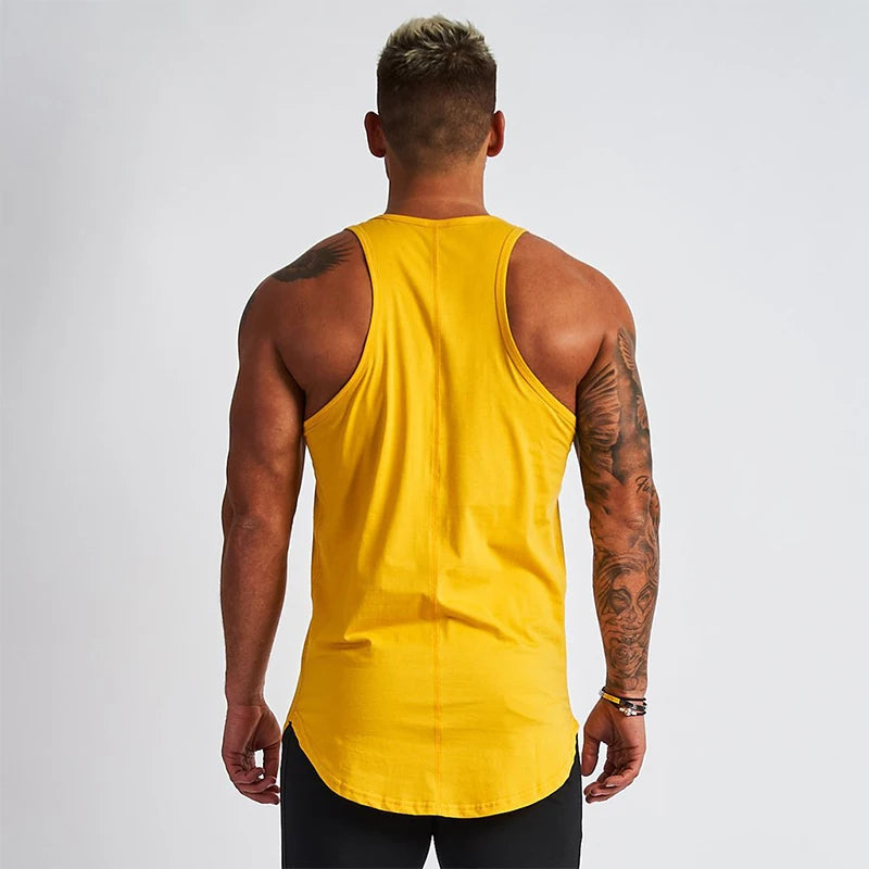 Evergreen Moss Cotton Mens Fitness Tank Top