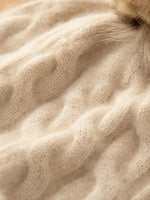 High Quality New Knitted Hat for Women Winter Hat Cashmere Luxury Beanies Skullies Real Fur Pom Hat for Girl Gorro Female Cap | Hypoallergenic - Allergy Friendly - Naturally Free