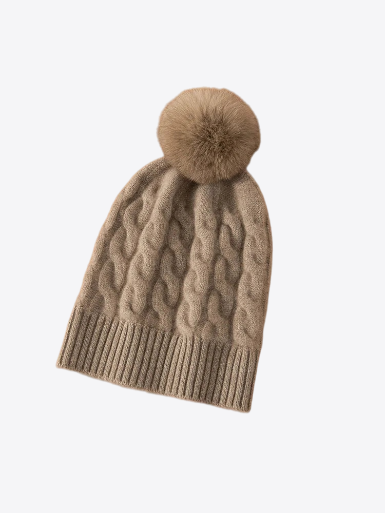 High Quality New Knitted Hat for Women Winter Hat Cashmere Luxury Beanies Skullies Real Fur Pom Hat for Girl Gorro Female Cap | Hypoallergenic - Allergy Friendly - Naturally Free