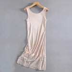Ivory Slate Lace Slip Mulberry Silk Viscose Nightgown | Hypoallergenic - Allergy Friendly - Naturally Free
