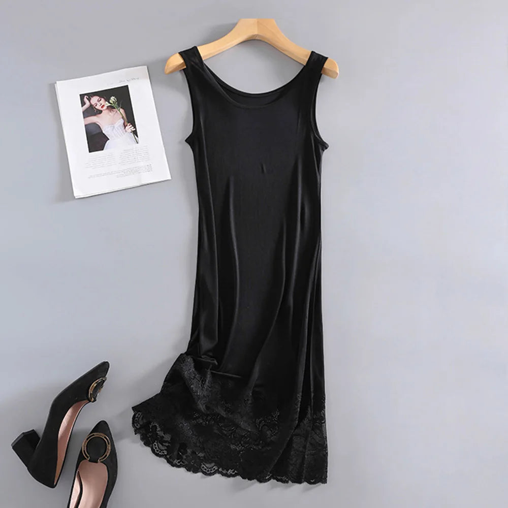 Ivory Slate Lace Slip Mulberry Silk Viscose Nightgown | Hypoallergenic - Allergy Friendly - Naturally Free