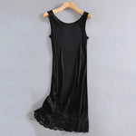 Ivory Slate Lace Slip Mulberry Silk Viscose Nightgown | Hypoallergenic - Allergy Friendly - Naturally Free