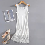 Ivory Slate Lace Slip Mulberry Silk Viscose Nightgown | Hypoallergenic - Allergy Friendly - Naturally Free