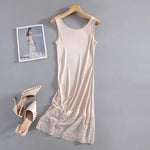 Ivory Slate Lace Slip Mulberry Silk Viscose Nightgown | Hypoallergenic - Allergy Friendly - Naturally Free